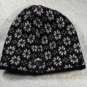 Merkley Black and white snowflake  Patterned Beanie made in Canada